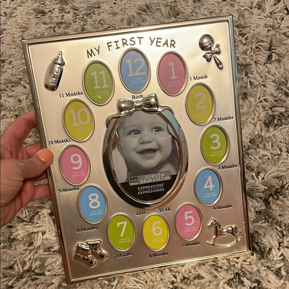 Silver My First Year Baby Photo Frame